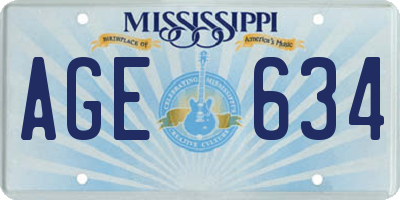 MS license plate AGE634