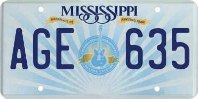 MS license plate AGE635