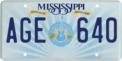MS license plate AGE640