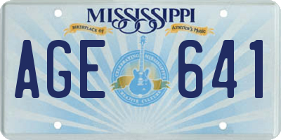 MS license plate AGE641