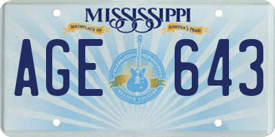 MS license plate AGE643