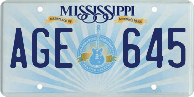MS license plate AGE645