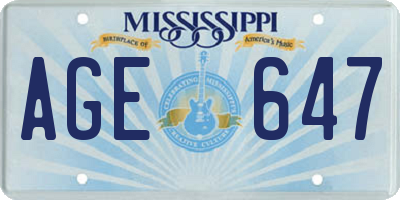 MS license plate AGE647