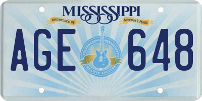 MS license plate AGE648