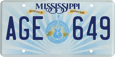 MS license plate AGE649