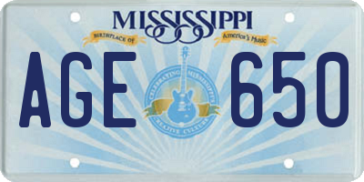 MS license plate AGE650