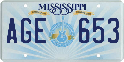 MS license plate AGE653