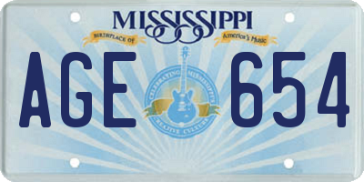 MS license plate AGE654