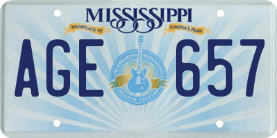 MS license plate AGE657