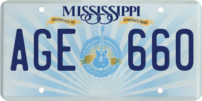 MS license plate AGE660