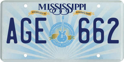 MS license plate AGE662