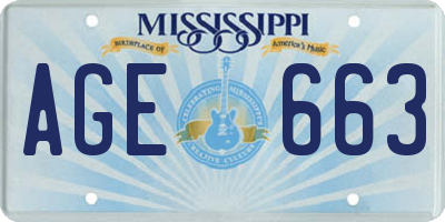 MS license plate AGE663