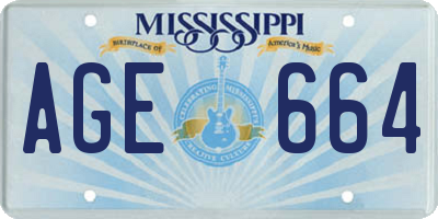 MS license plate AGE664