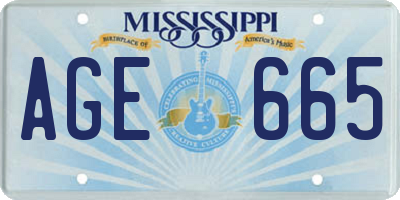 MS license plate AGE665