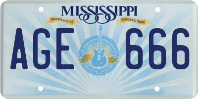 MS license plate AGE666