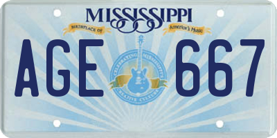 MS license plate AGE667