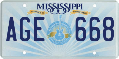 MS license plate AGE668