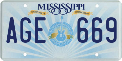 MS license plate AGE669