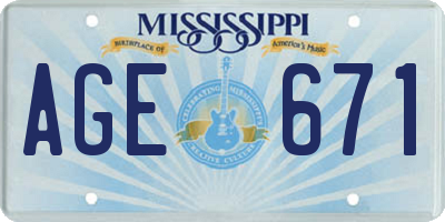 MS license plate AGE671