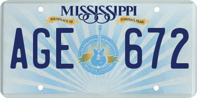 MS license plate AGE672