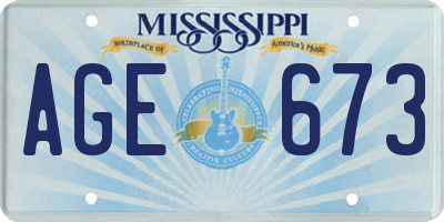 MS license plate AGE673