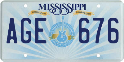MS license plate AGE676