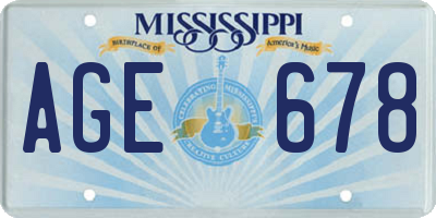 MS license plate AGE678