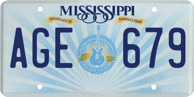 MS license plate AGE679