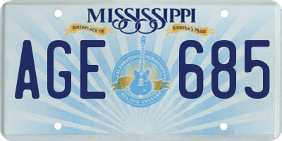 MS license plate AGE685