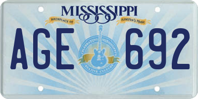 MS license plate AGE692