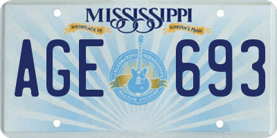 MS license plate AGE693