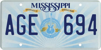 MS license plate AGE694