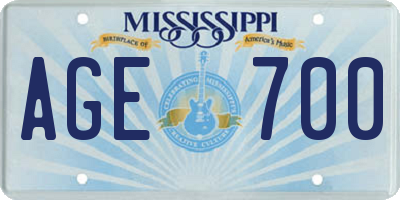 MS license plate AGE700
