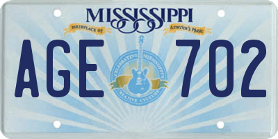 MS license plate AGE702