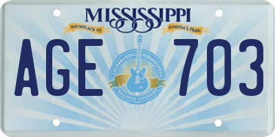 MS license plate AGE703