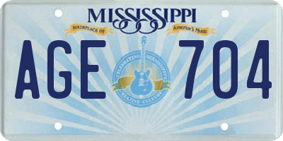 MS license plate AGE704