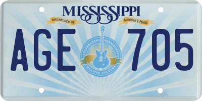 MS license plate AGE705