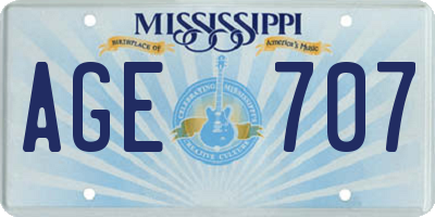 MS license plate AGE707