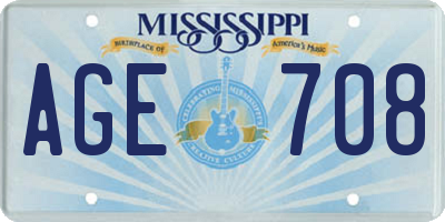 MS license plate AGE708