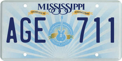 MS license plate AGE711