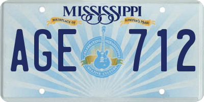 MS license plate AGE712