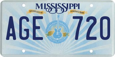 MS license plate AGE720