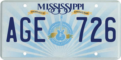 MS license plate AGE726