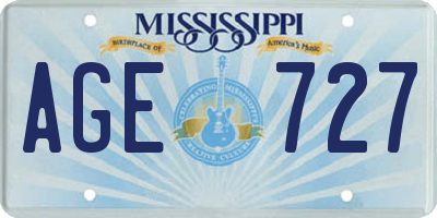 MS license plate AGE727