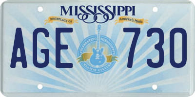 MS license plate AGE730