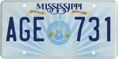 MS license plate AGE731