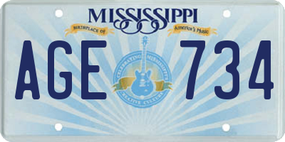 MS license plate AGE734