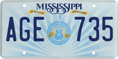 MS license plate AGE735