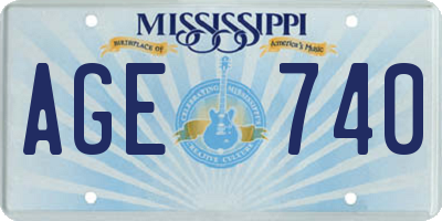 MS license plate AGE740