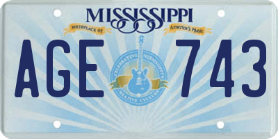 MS license plate AGE743